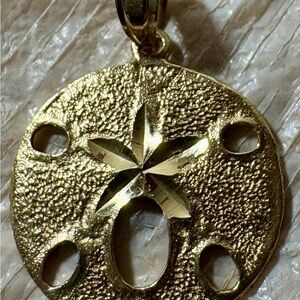 Vintage 14k Gold Textured sand dollar Pendant